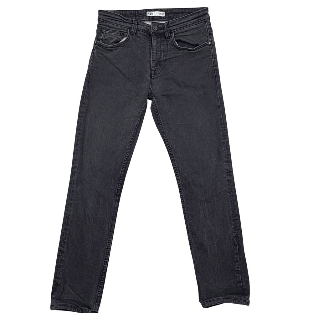 Zara Man Slim Fit Jeans Faded Charcoal Black Grunge Streetwear Goth Size 30